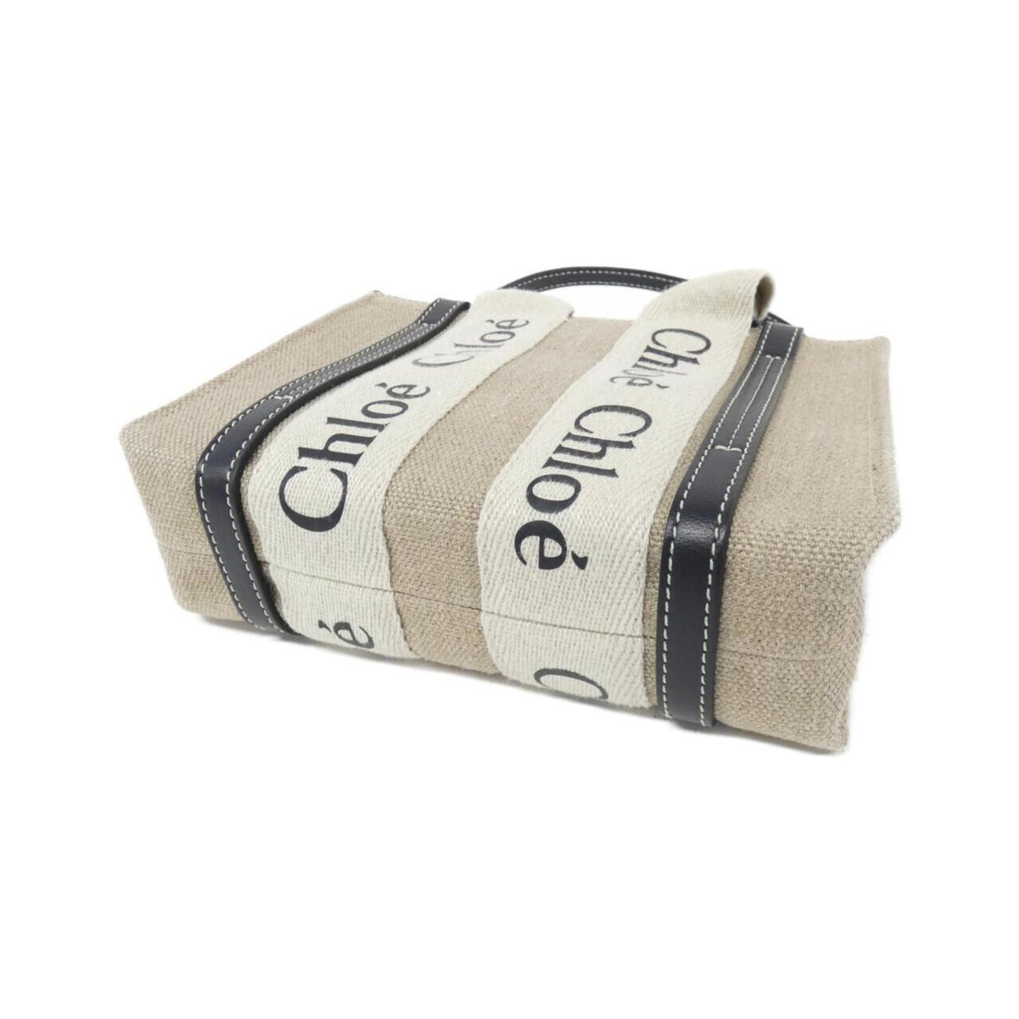 Chloé Woody, Beige, Canvas, handbag