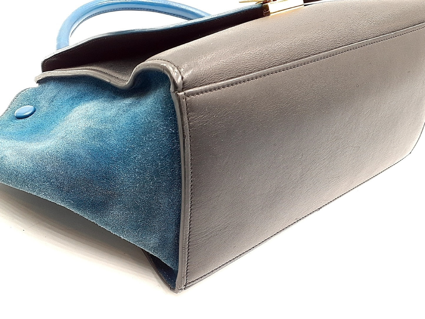 Céline Trapèze, Blue, Leather, handbag
