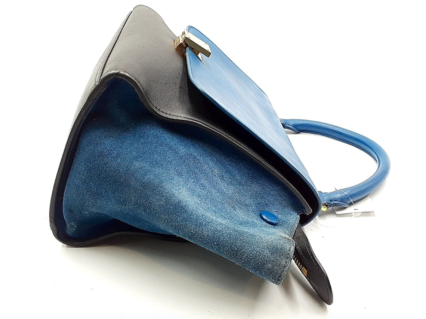 Céline Trapèze, Blue, Leather, handbag