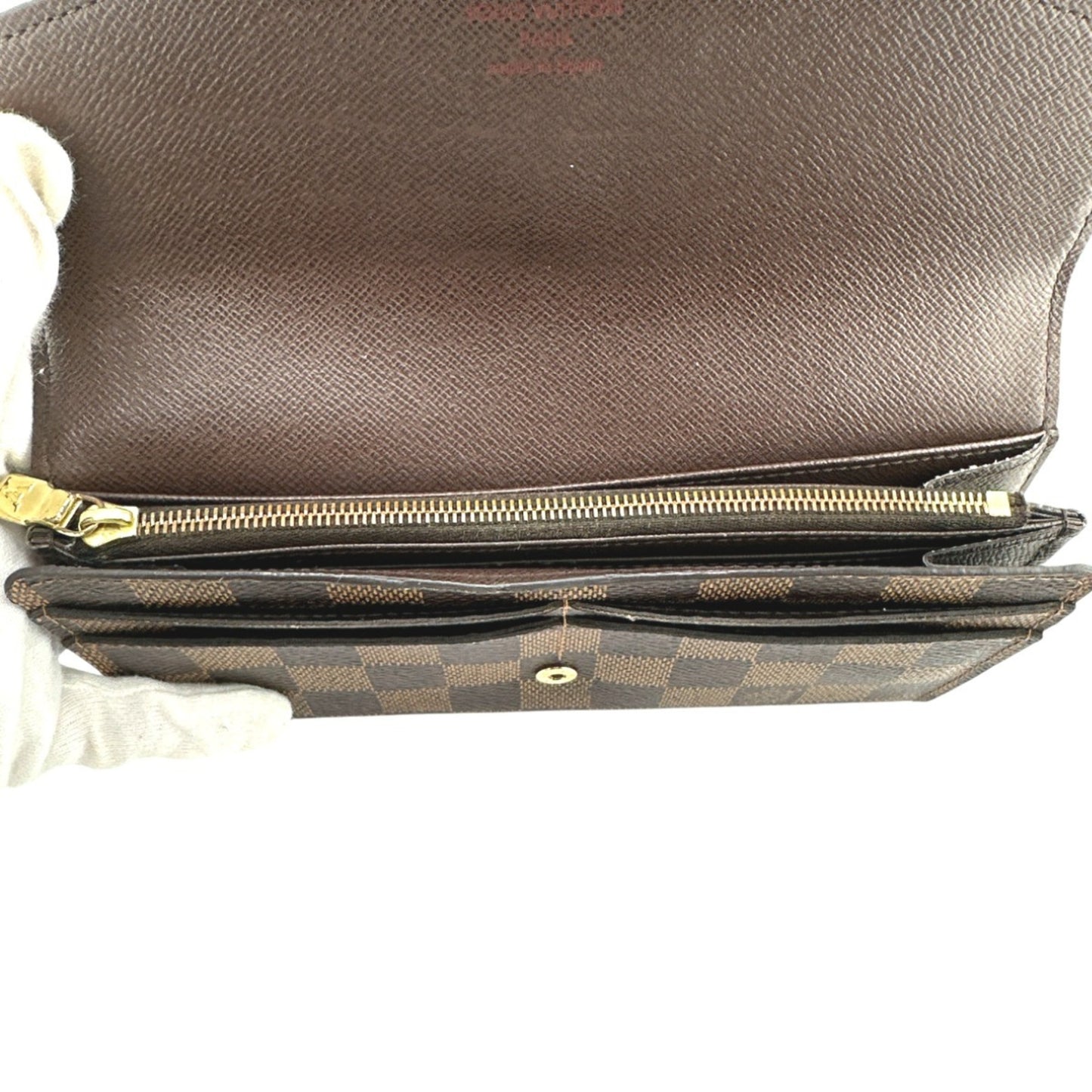 Louis Vuitton Sarah, Brown, Canvas, wallet