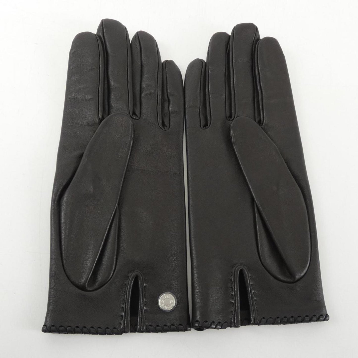 Hermès --, Black, Leather, gloves