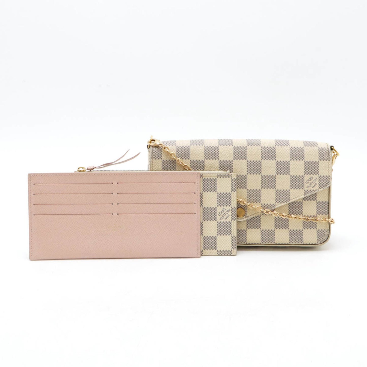 Louis Vuitton Felicie, White, Canvas, clutch