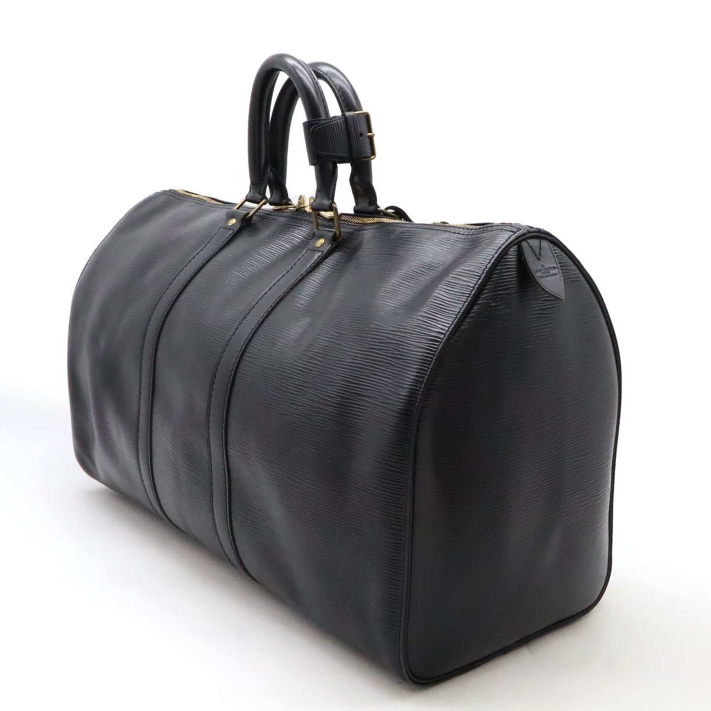 Louis Vuitton Keepall 45, Black, Leather, travel