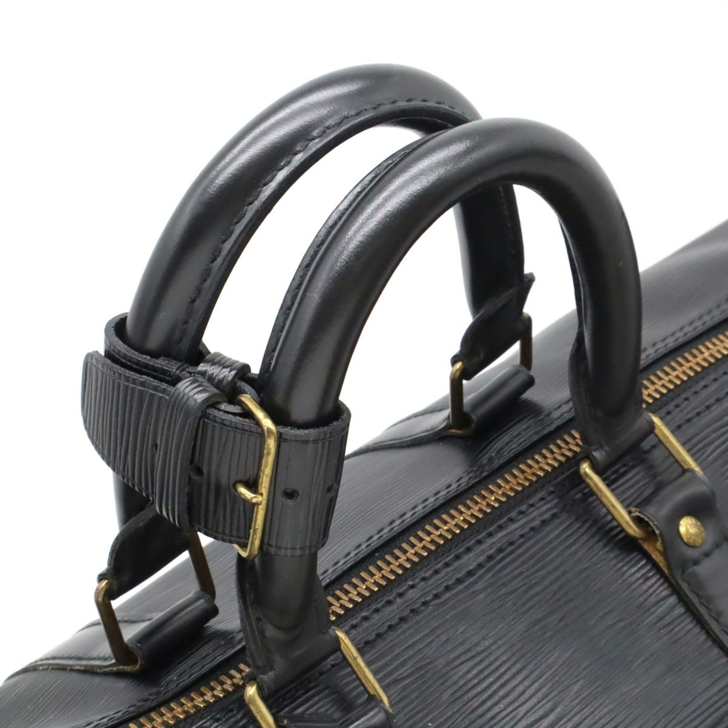 Louis Vuitton Keepall 45, Black, Leather, travel