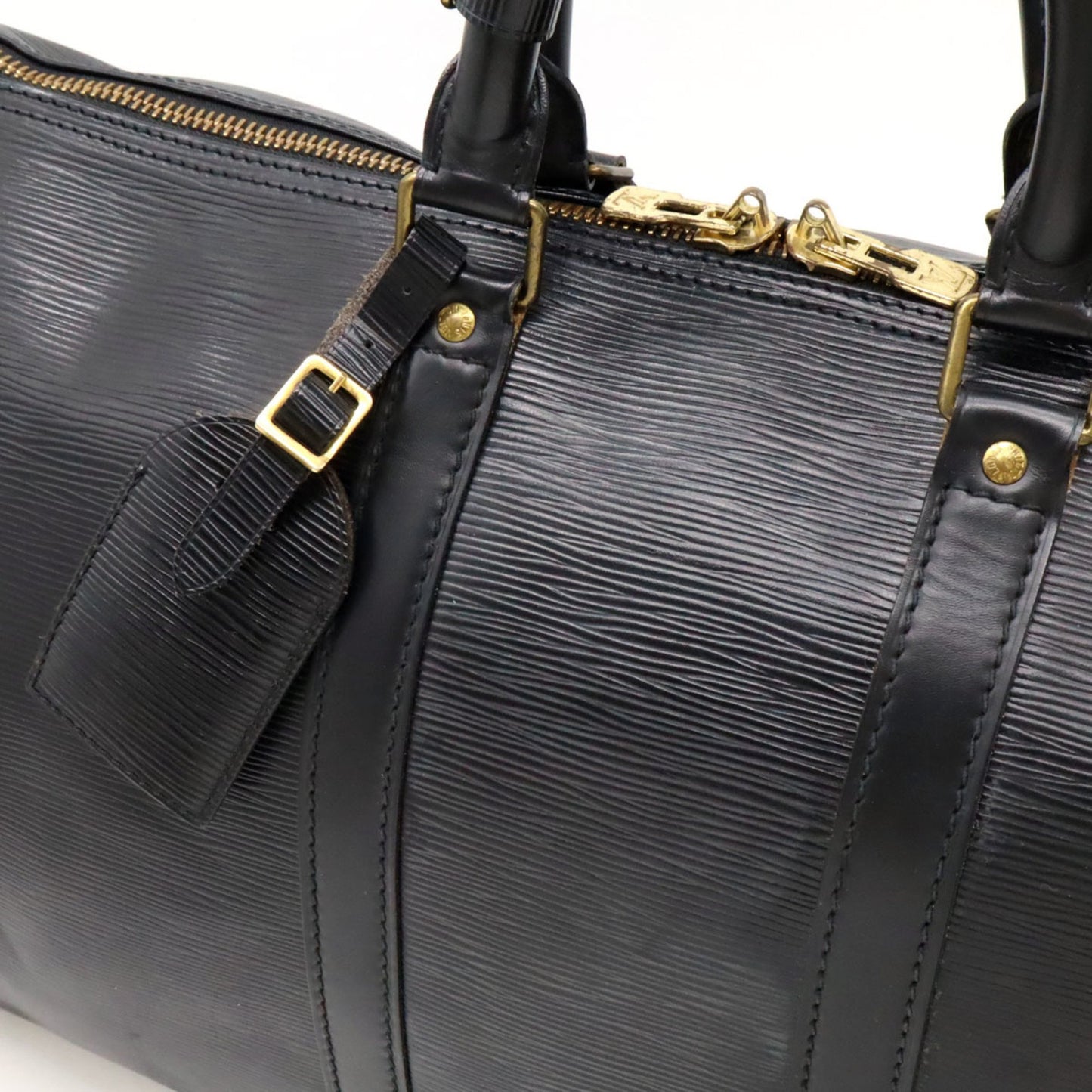 Louis Vuitton Keepall 45, Black, Leather, travel