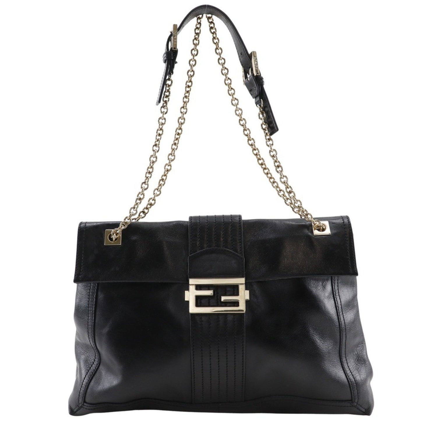 Fendi Baguette, Black, Leather, shoulder