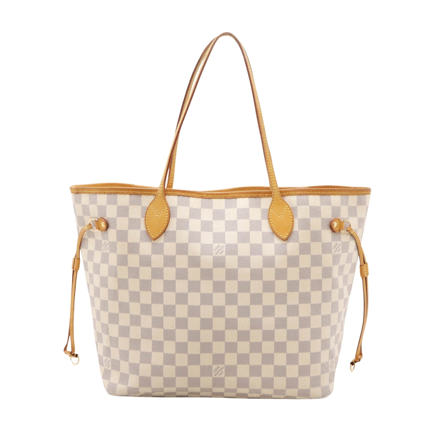 Louis Vuitton Neverfull MM, White, Canvas, tote