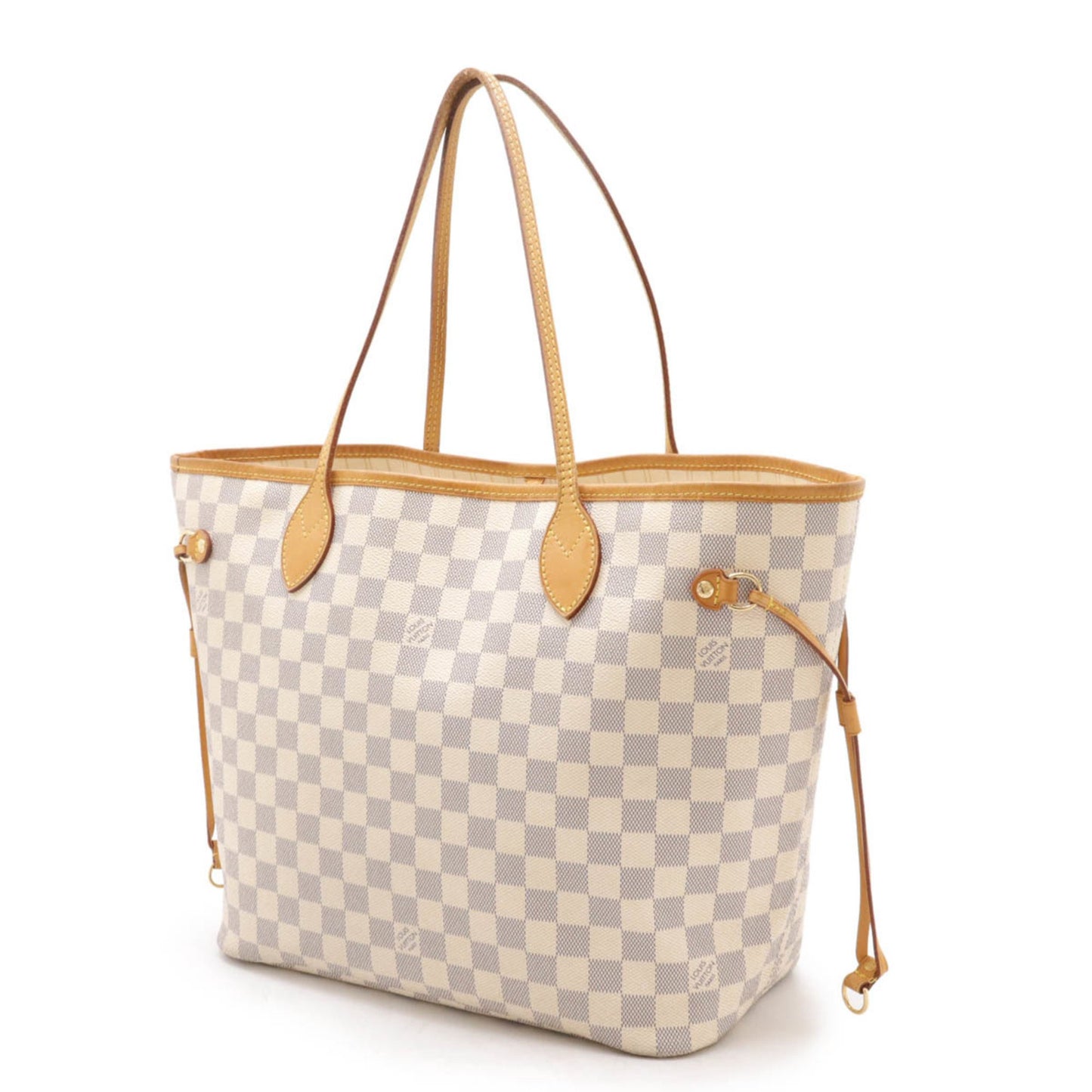 Louis Vuitton Neverfull MM, White, Canvas, tote