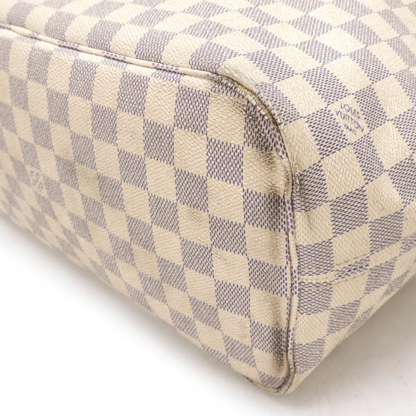Louis Vuitton Neverfull MM, White, Canvas, tote