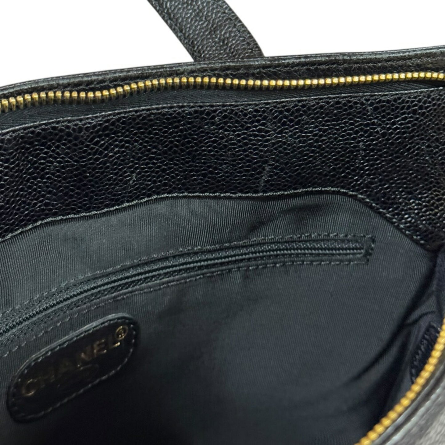 Chanel Petite Shopping Tote, Black, Leather, handbag