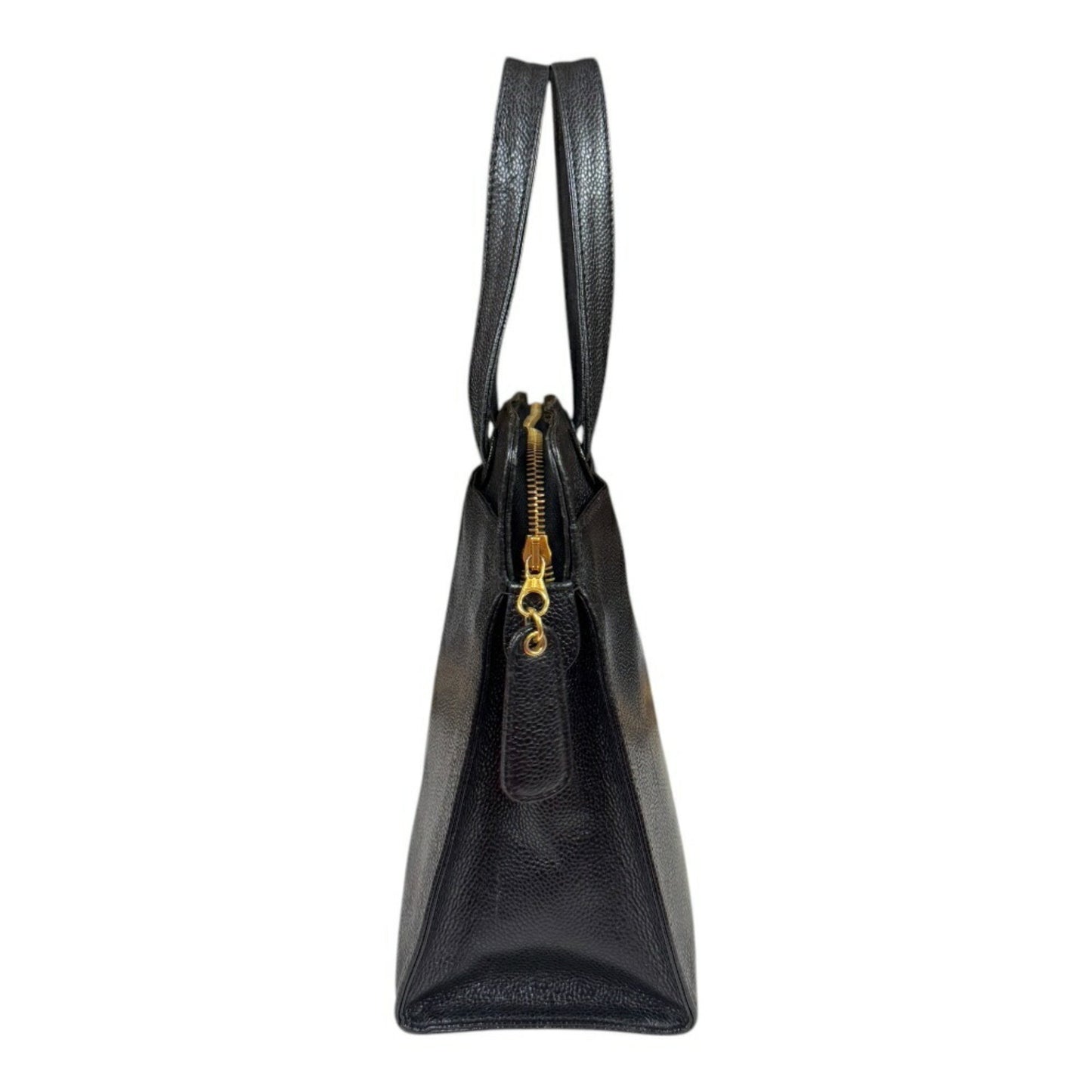 Chanel Petite Shopping Tote, Black, Leather, handbag