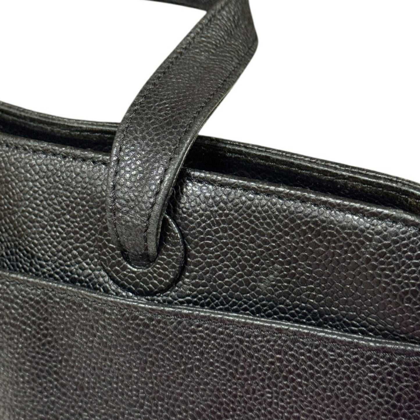 Chanel Petite Shopping Tote, Black, Leather, handbag