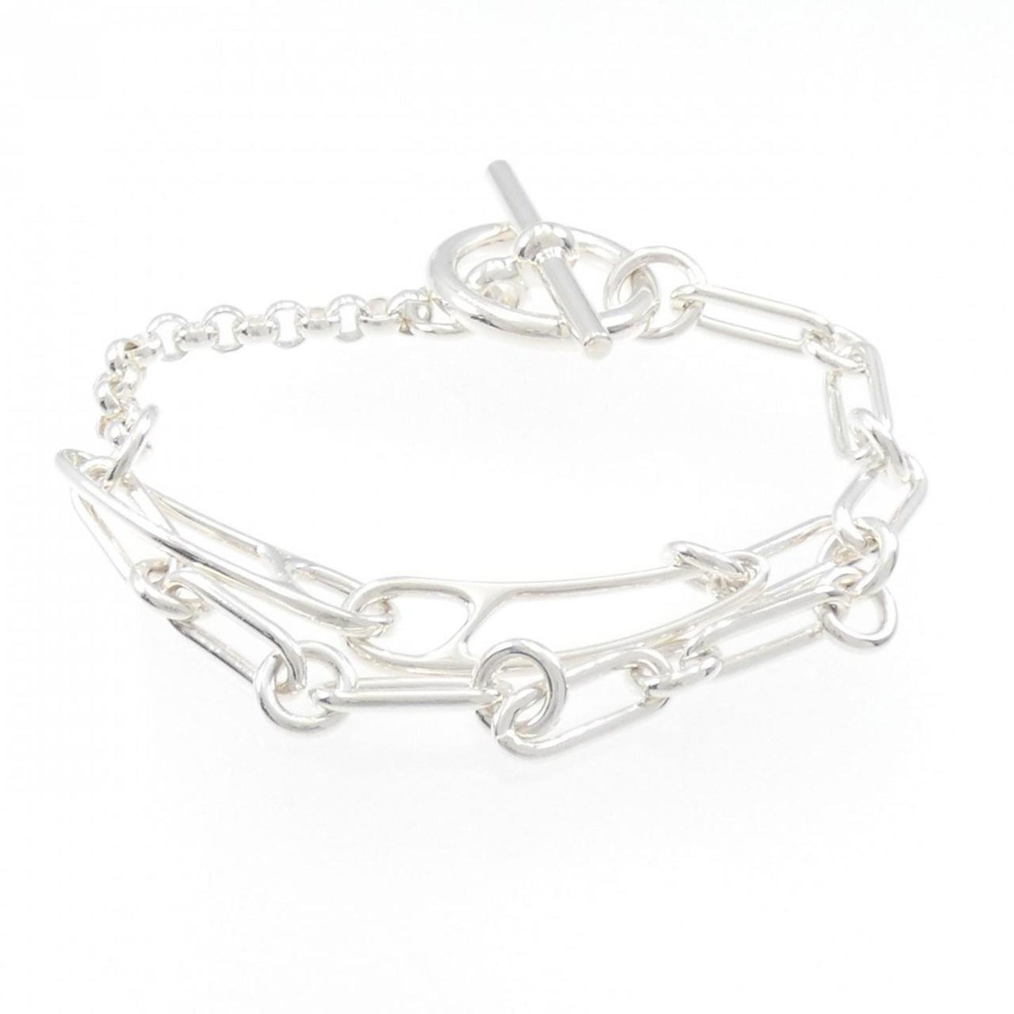 Hermès Chaine d'ancre, Silver, Silver, bracelet