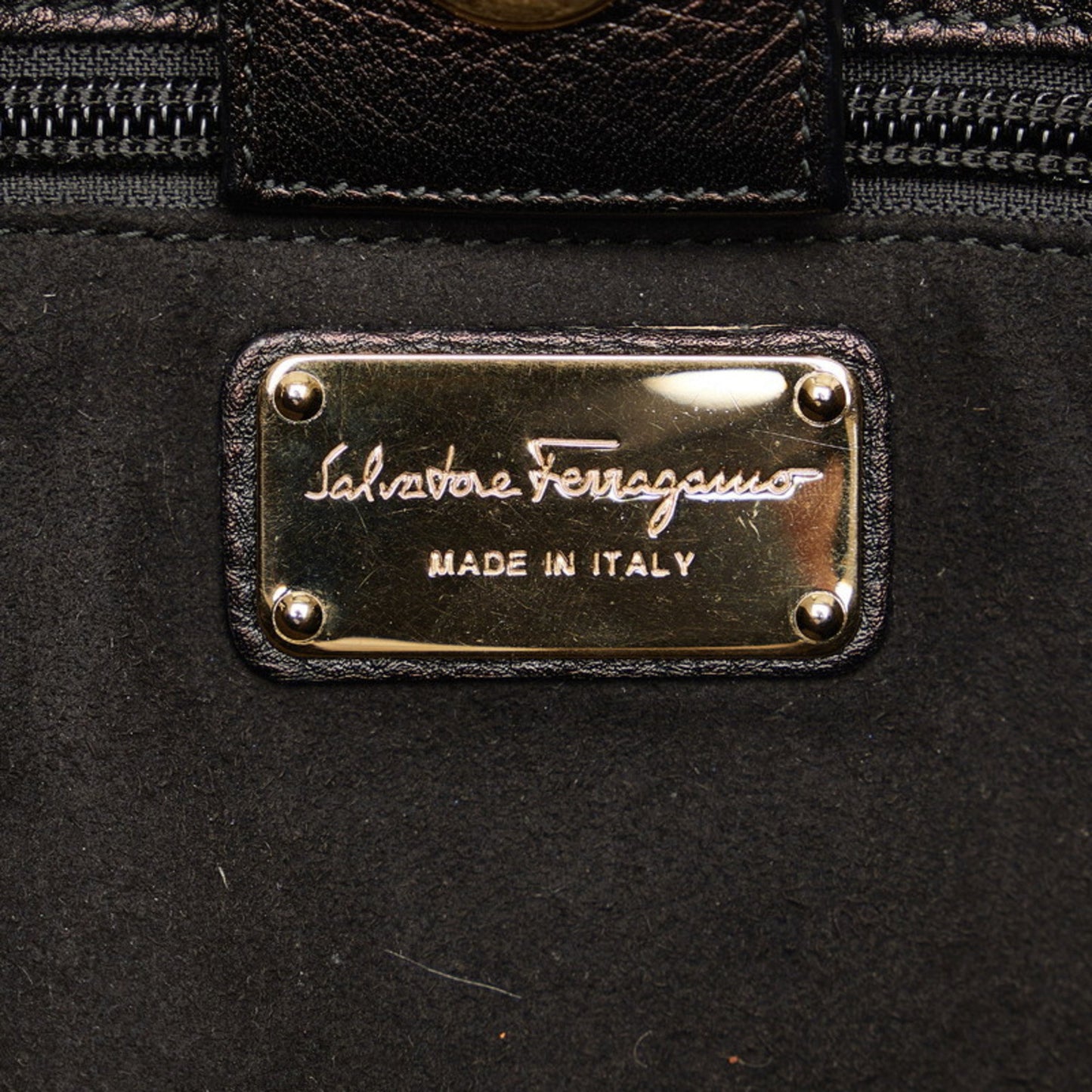 Salvatore Ferragamo Gancio, Black, Leather, tote