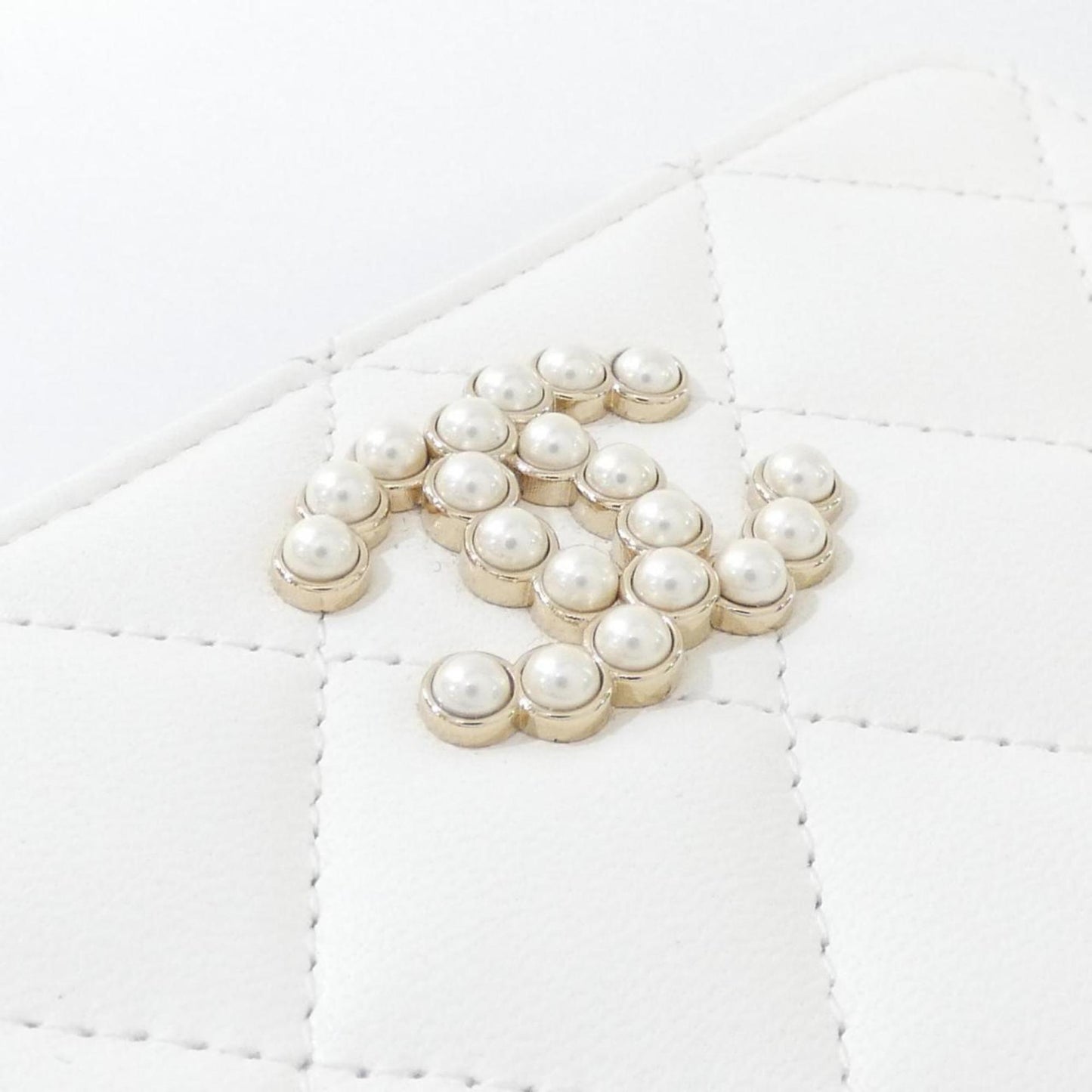 Chanel, White, Leather, wallet