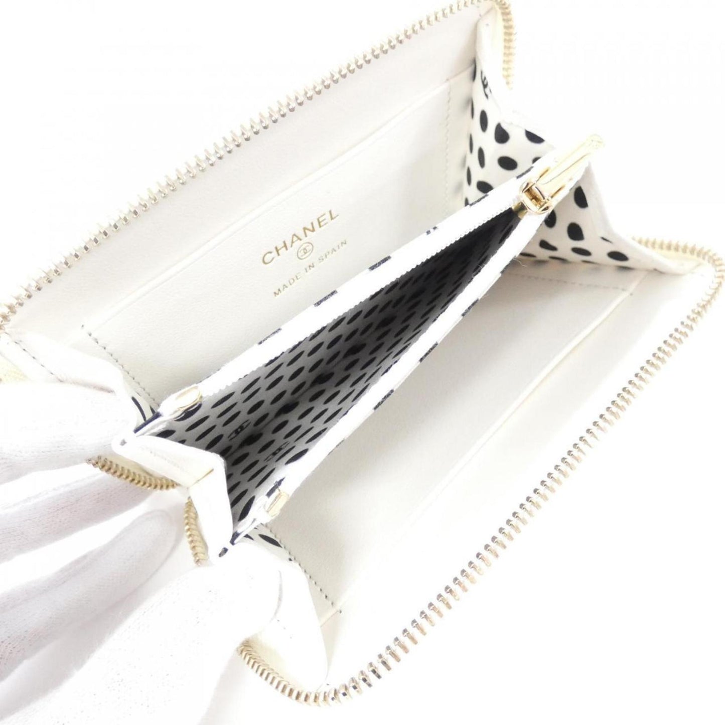 Chanel, White, Leather, wallet