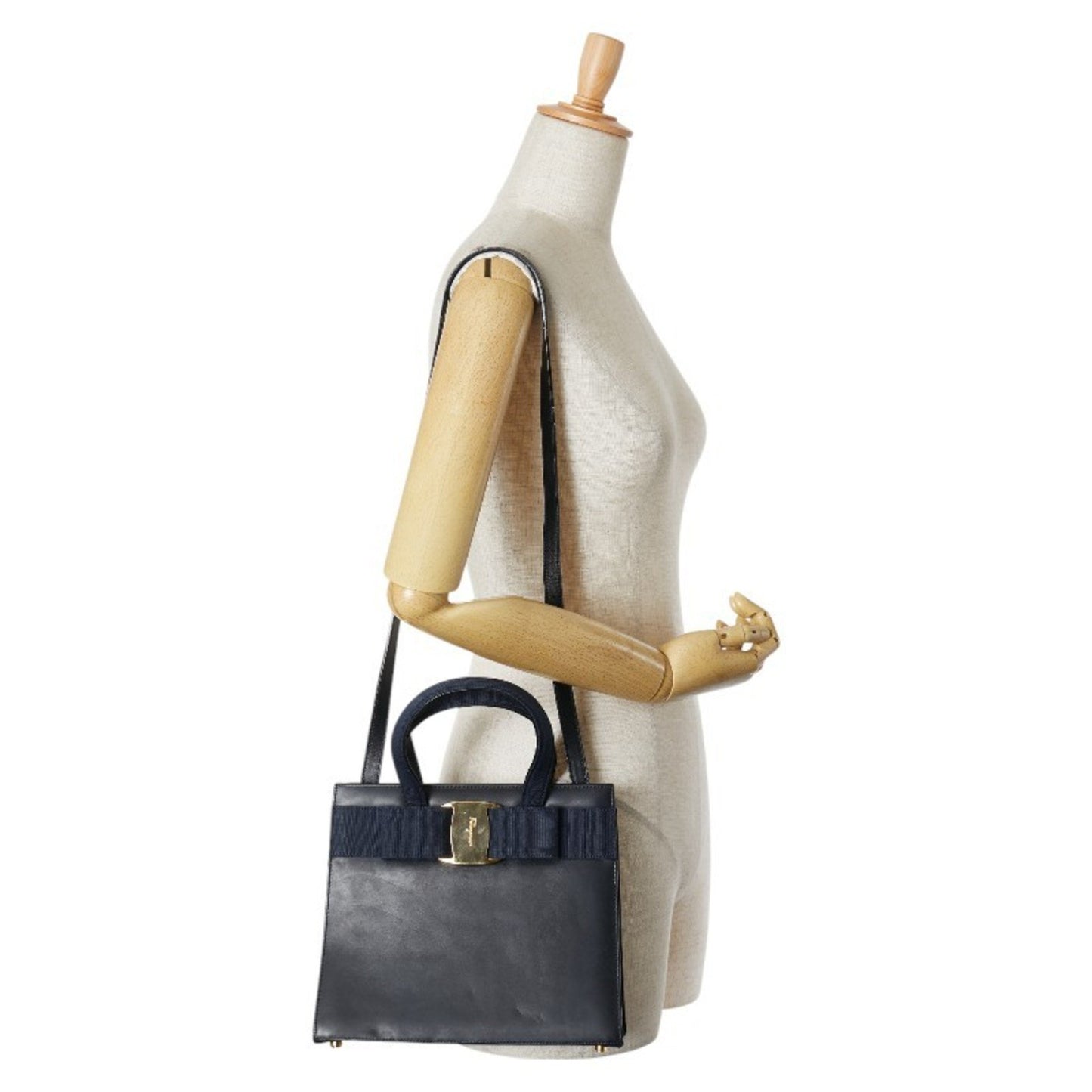 Salvatore Ferragamo Vara, Navy, Leather, handbag