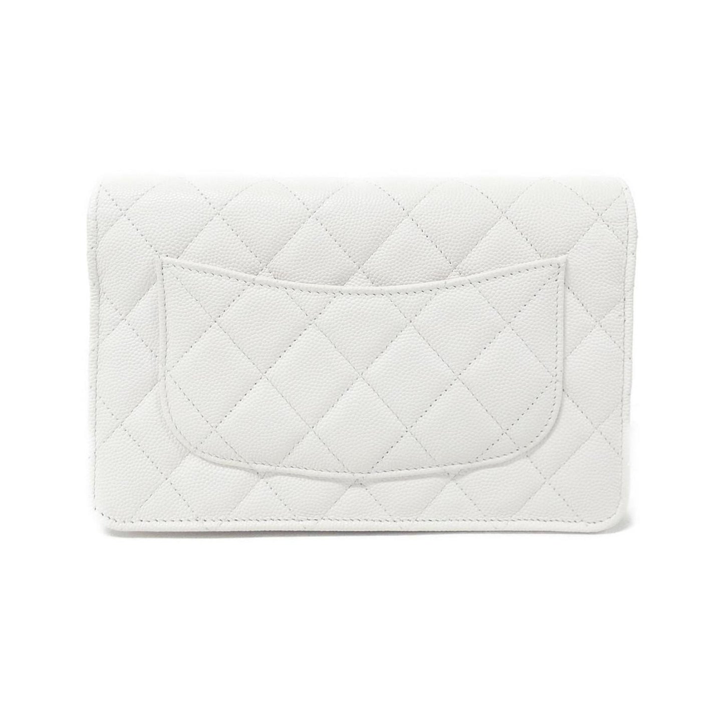 Chanel Wallet On Chain, White, Leather, wallet