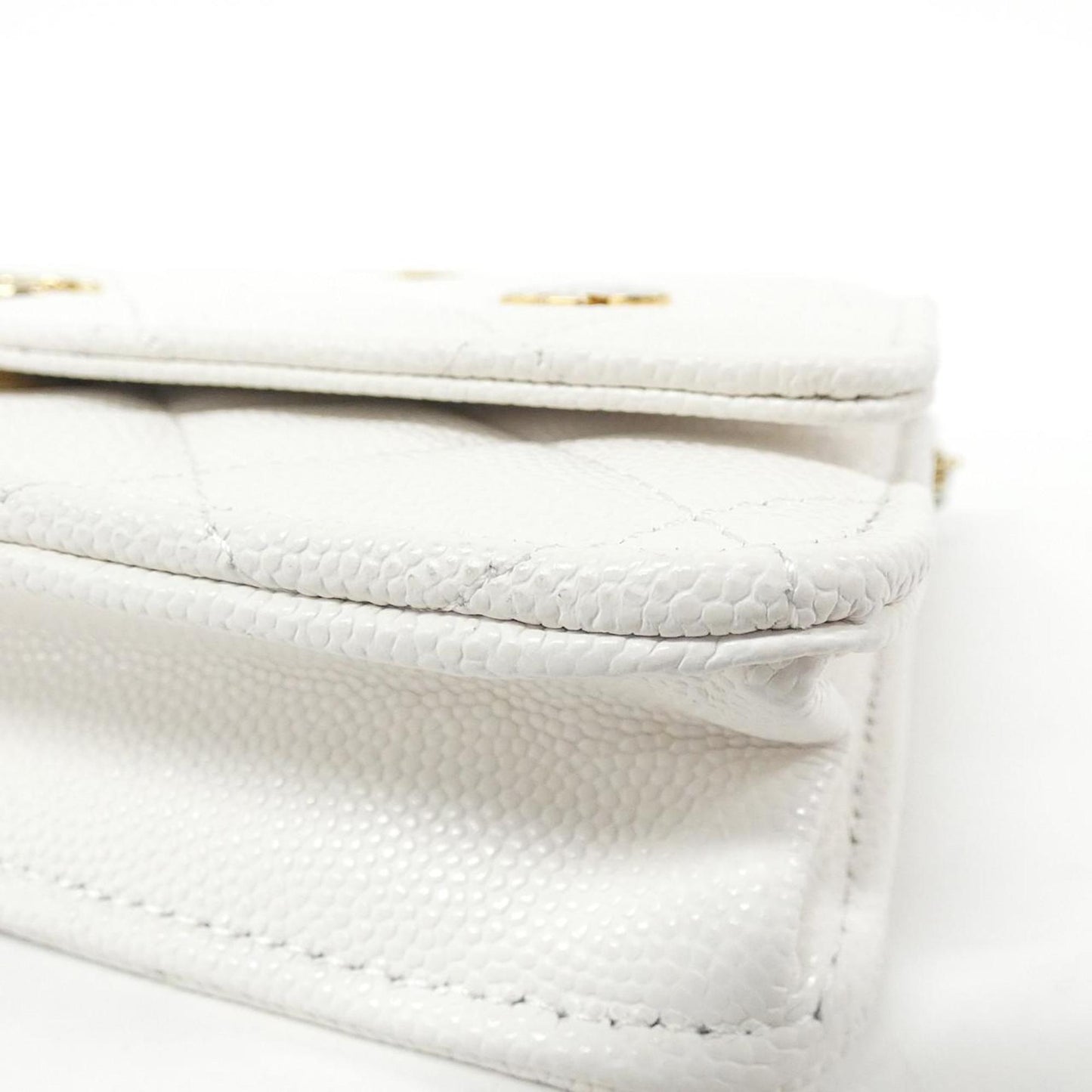 Chanel Wallet On Chain, White, Leather, wallet