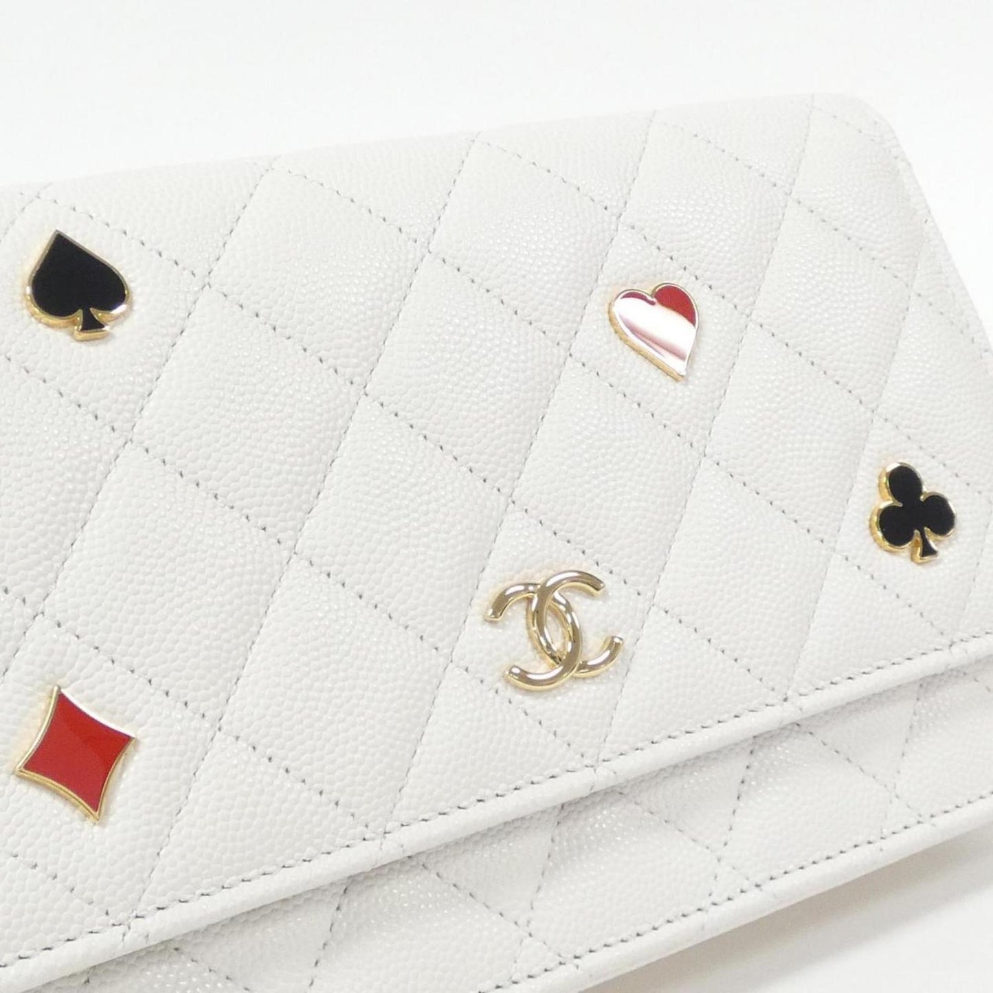 Chanel Wallet On Chain, White, Leather, wallet