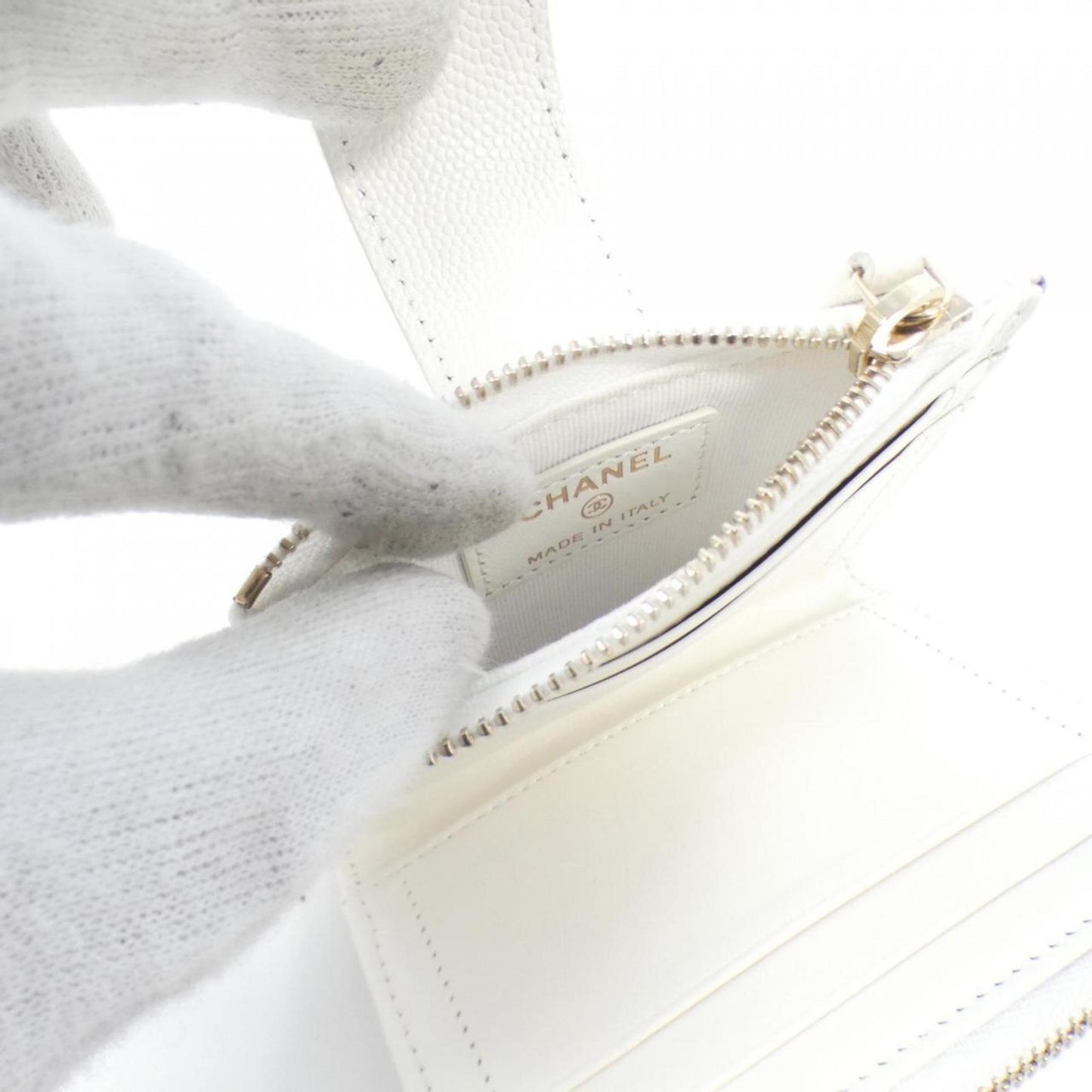 Chanel Timeless/classique, White, Leather, wallet