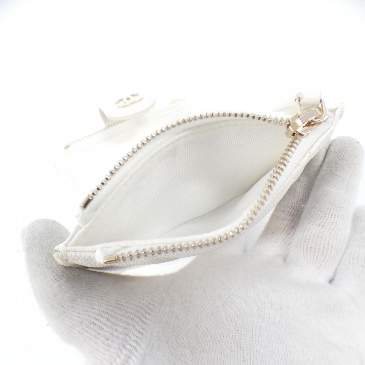 Chanel Timeless/classique, White, Leather, wallet