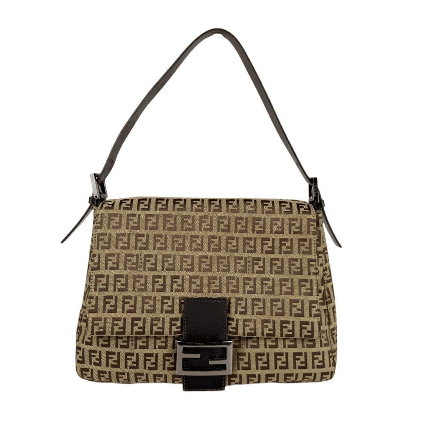 Fendi Zucchino, Brown, Canvas, shoulder