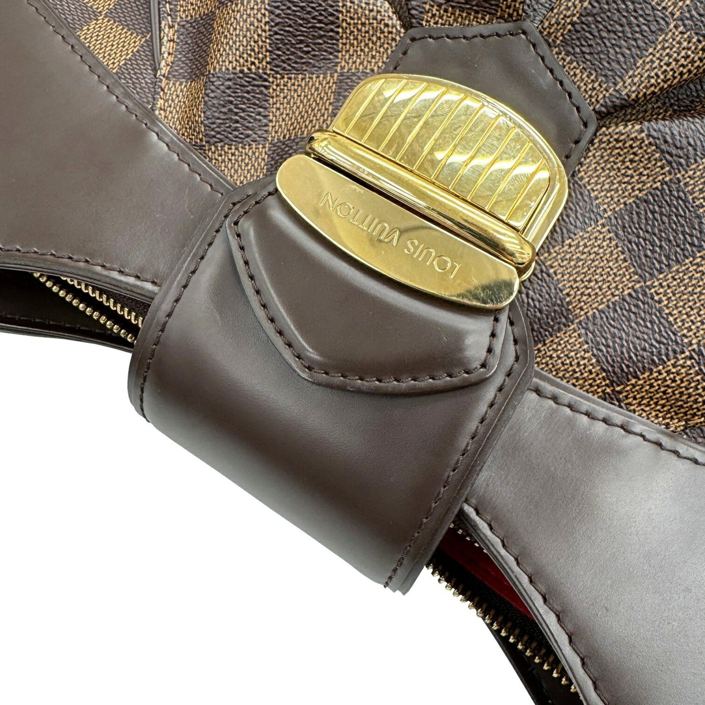 Louis Vuitton Sistina, Brown, Canvas, shoulder