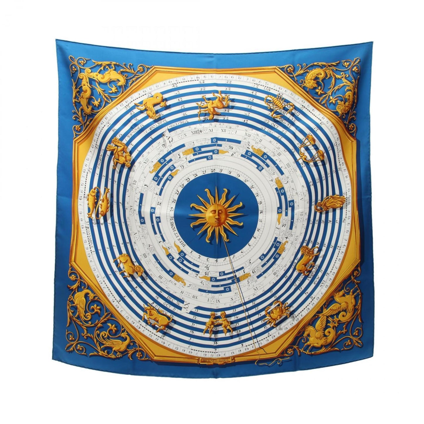 Hermès Carré 90, Blue, Silk, scarf