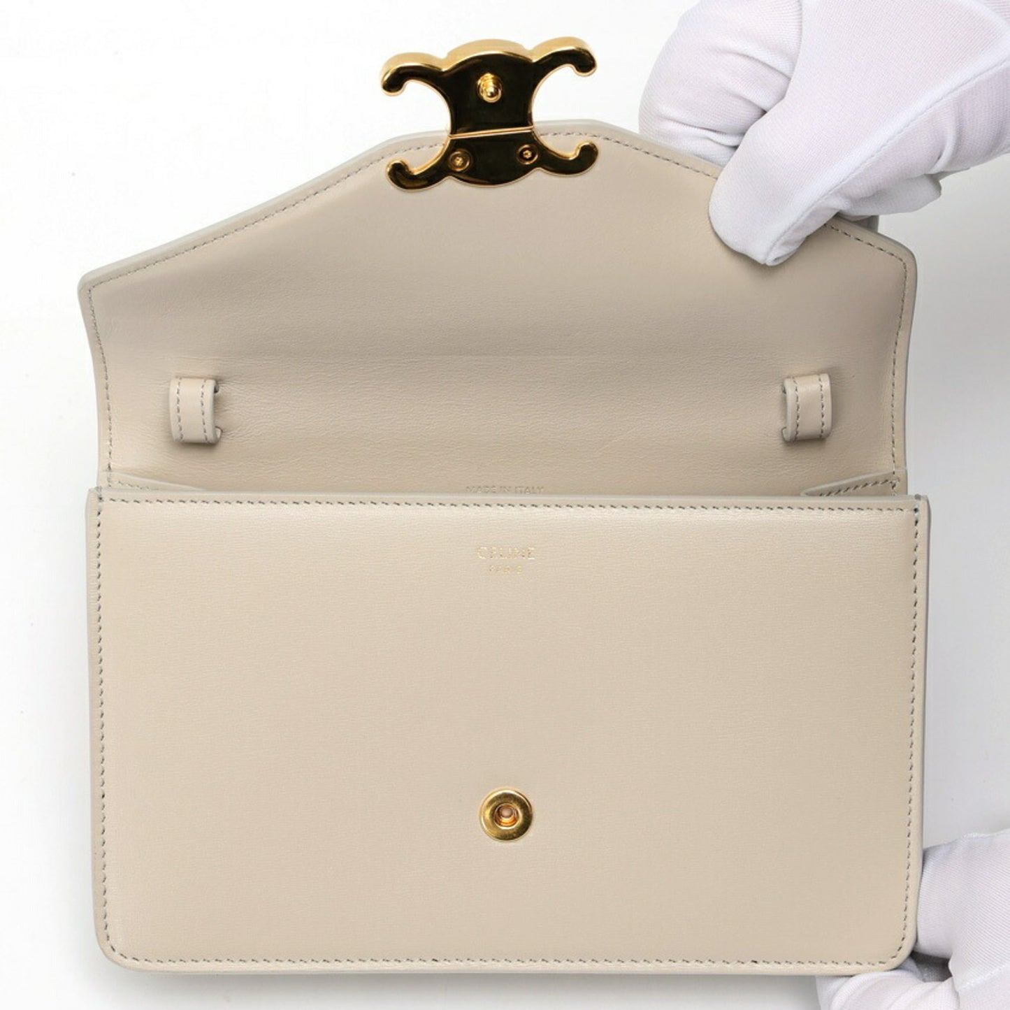 Céline Triomphe, Beige, Leather, wallet