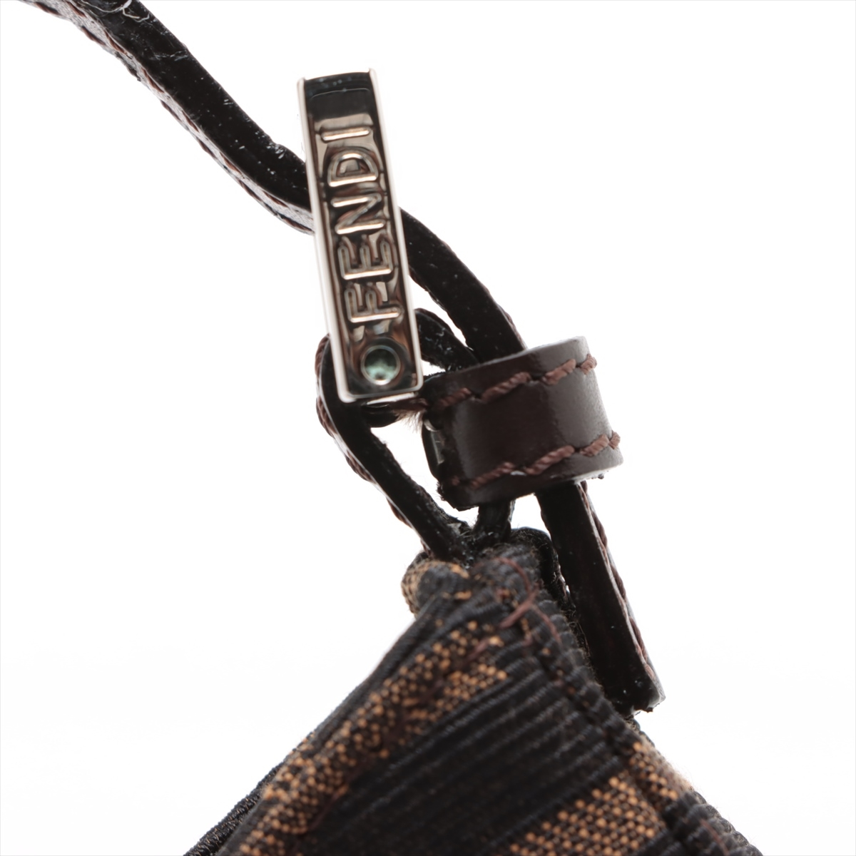 Fendi FF Logo Pouch Leather, BROWN, CANVAS, Clutche & pouche