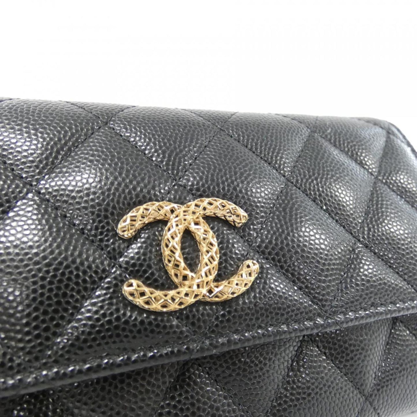 Chanel, Black, Leather, wallet