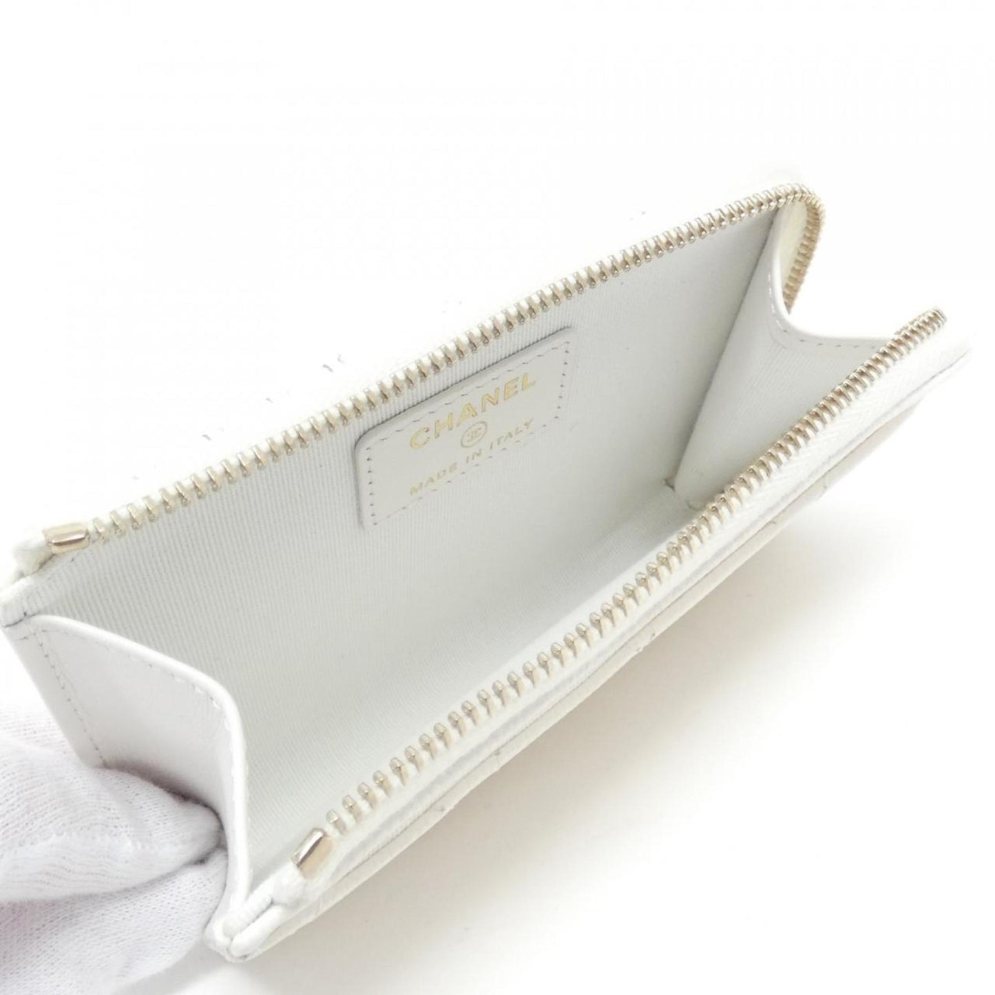 Chanel Porte carte, White, Leather, wallet