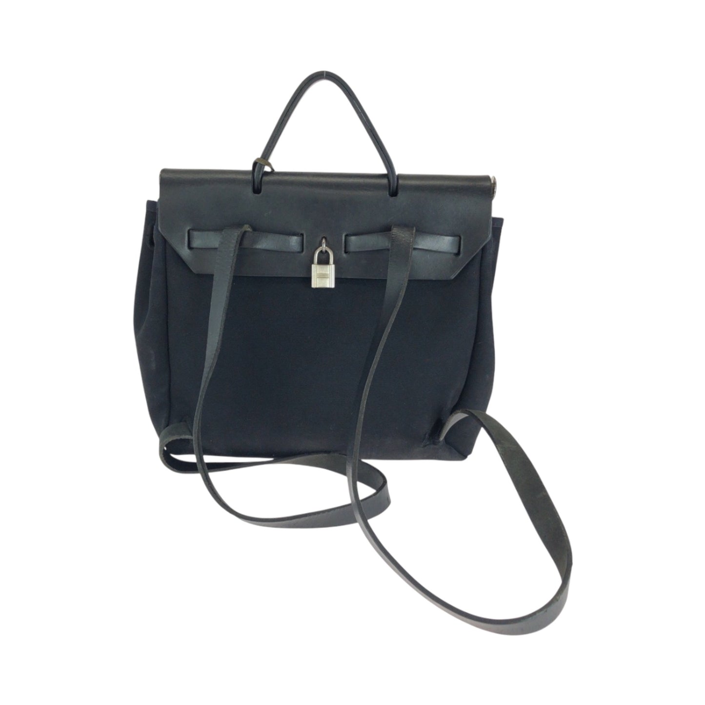 Hermès Herbag, Black, Canvas, backpack