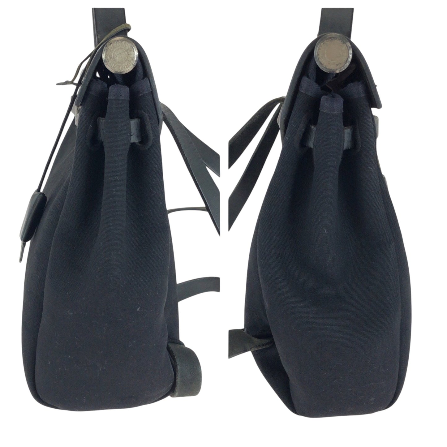 Hermès Herbag, Black, Canvas, backpack
