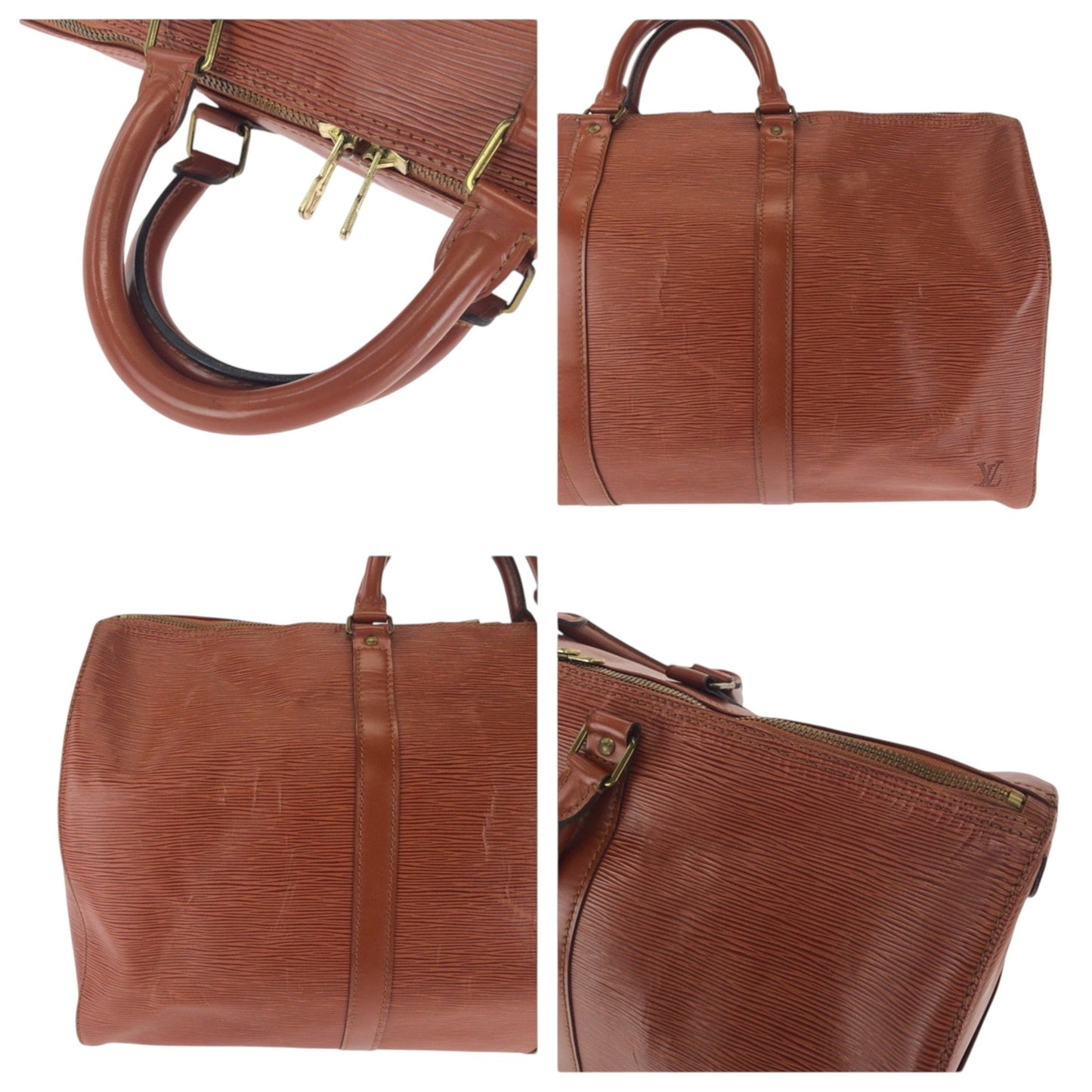 Louis Vuitton Keepall 50, Brown, Leather, handbag