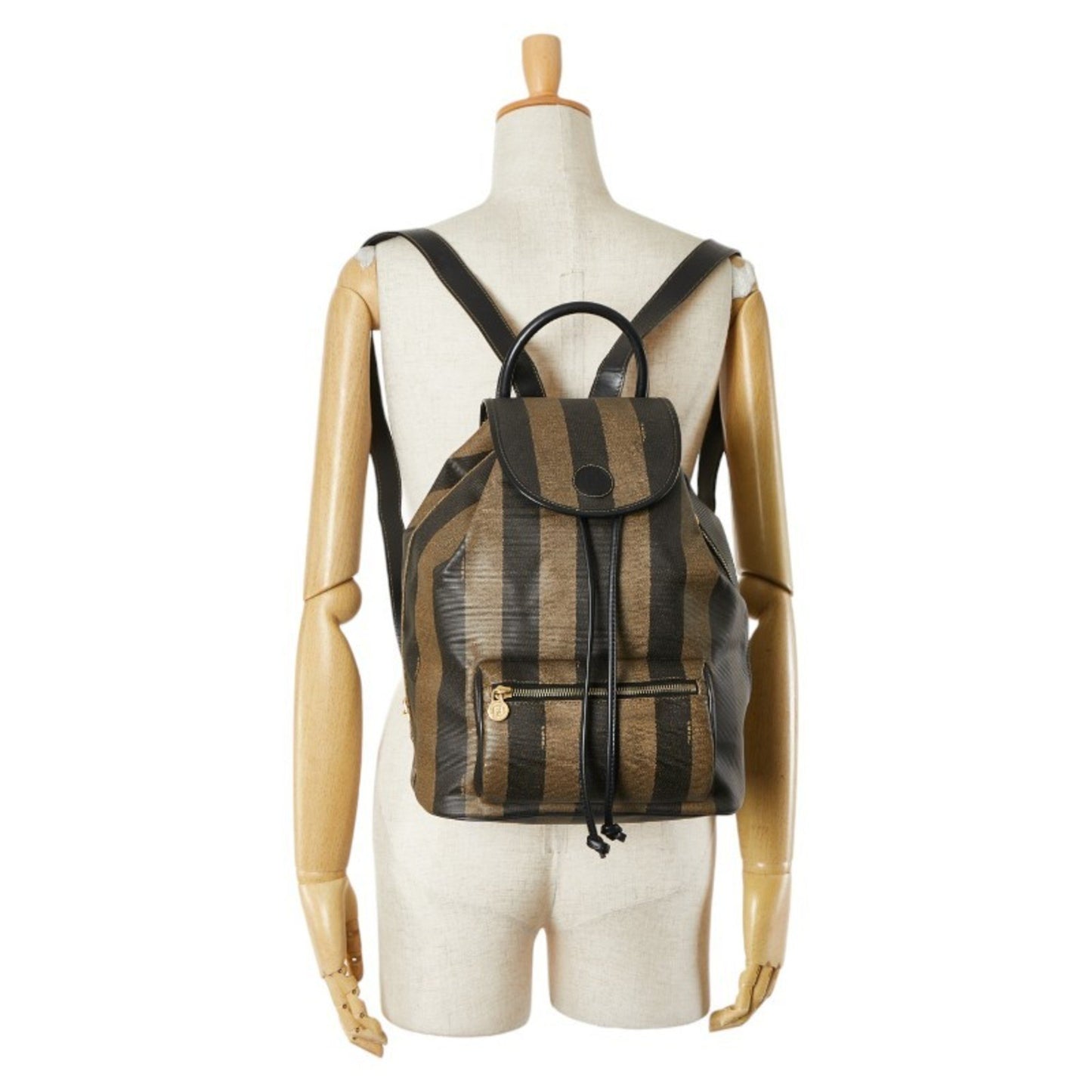 Fendi Pequin, Brown, Canvas, backpack