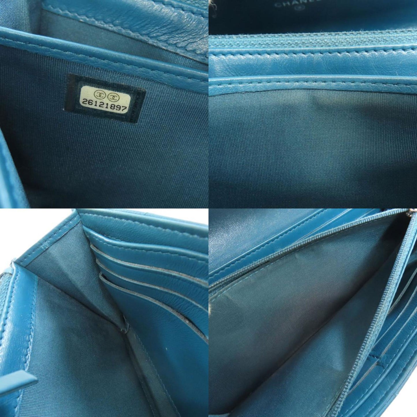 Chanel V-Stich, Blue, Leather, wallet