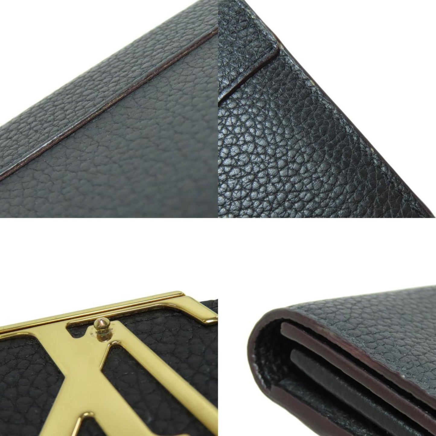 Louis Vuitton Capucines, Black, Leather, wallet