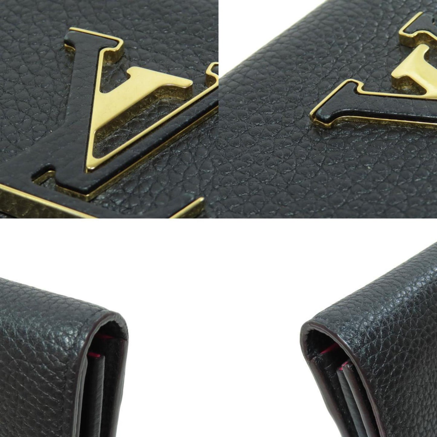 Louis Vuitton Capucines, Black, Leather, wallet