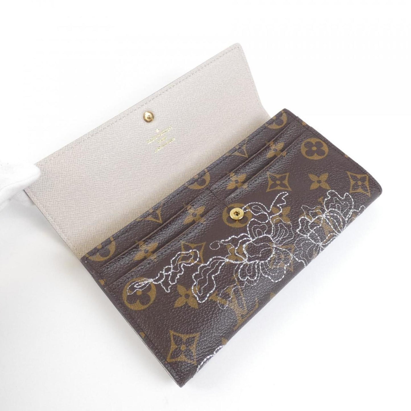 Louis Vuitton Sarah, Brown, Canvas, wallet