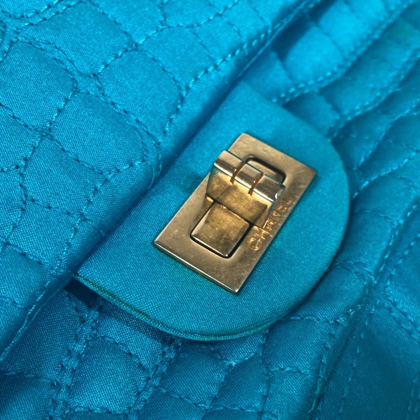 "Chanel 2,55", Blue, Synthetic, shoulder