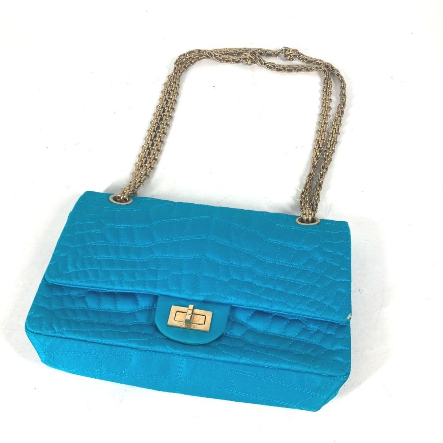 "Chanel 2,55", Blue, Synthetic, shoulder