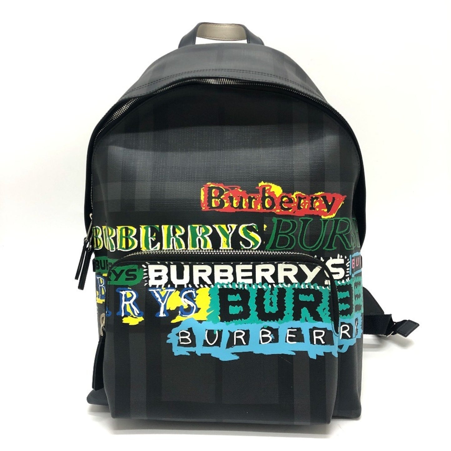 Burberry Logo, Grey, Canvas, backpack