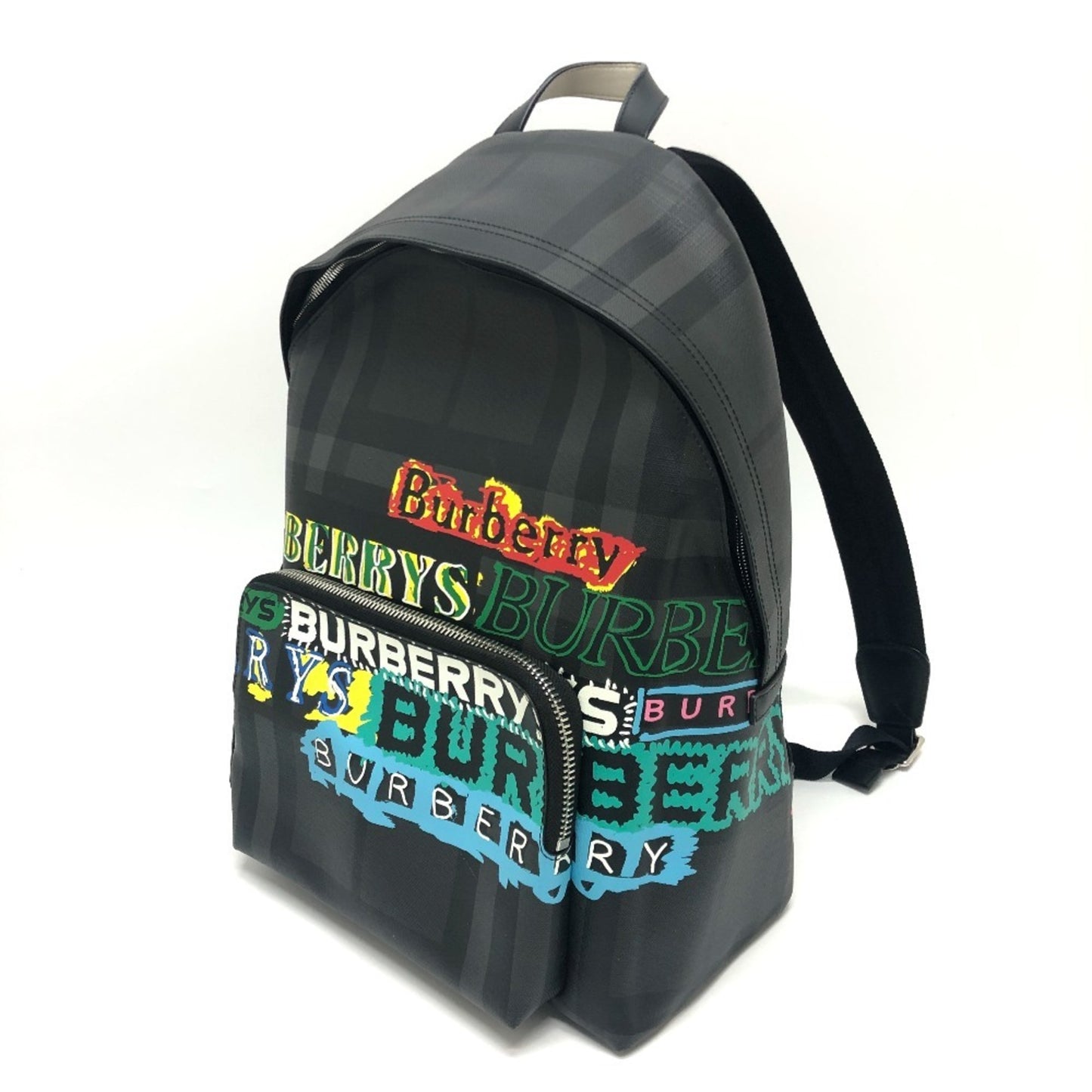 Burberry Logo, Grey, Canvas, backpack