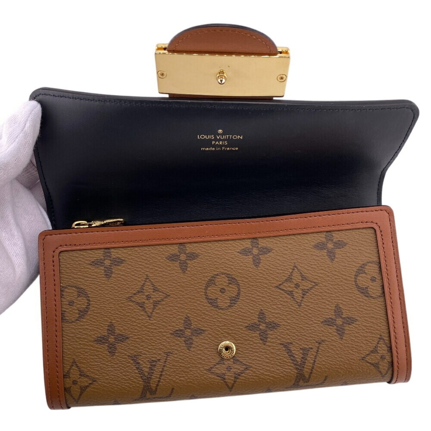 Louis Vuitton Sarah, Brown, Canvas, wallet