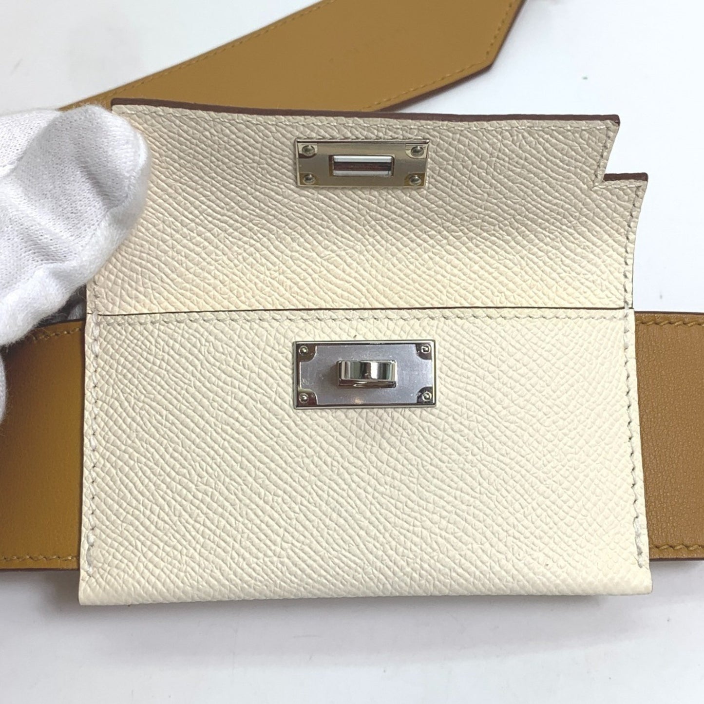 Hermès Kelly Clutch, Beige, Leather, wallet