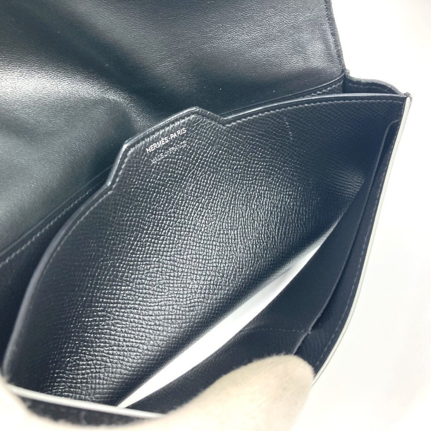 Hermès Passant, Black, Leather, wallet