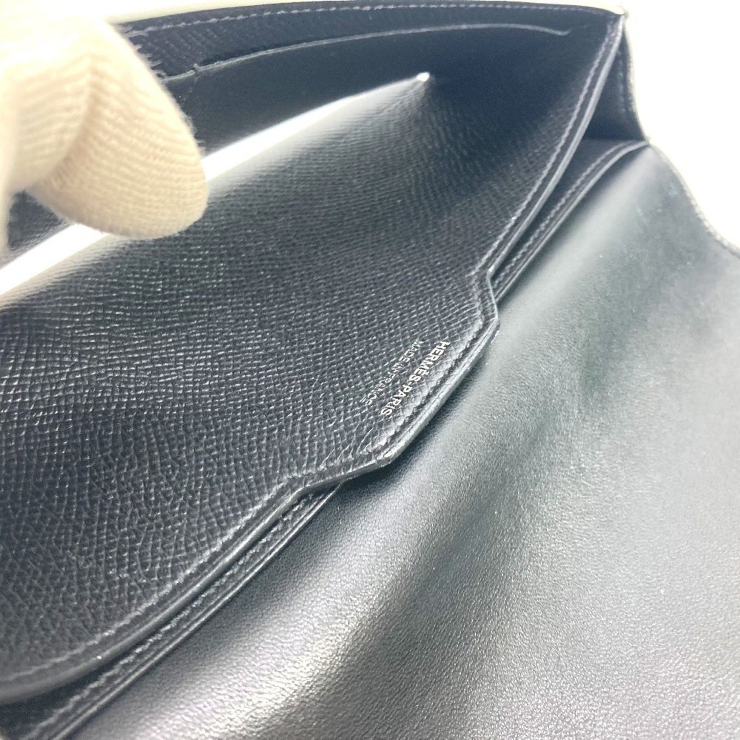 Hermès Passant, Black, Leather, wallet