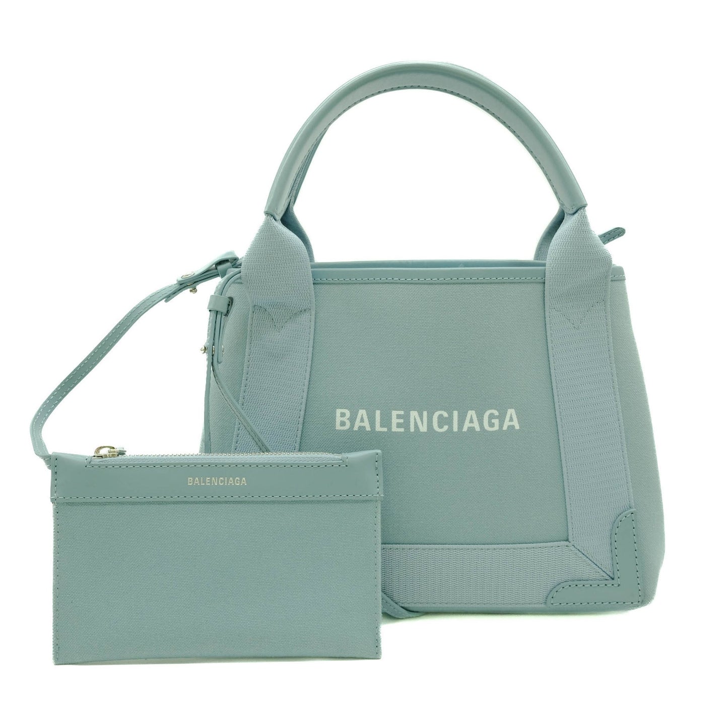 Balenciaga Navy Cabas, Blue, Canvas, handbag